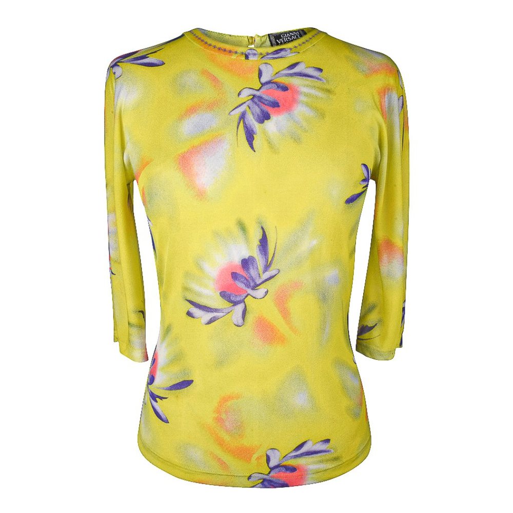 Gianni Versace Top Vintage Semi Sheer Top 3/4 Sleeve 42 / 8 Mint